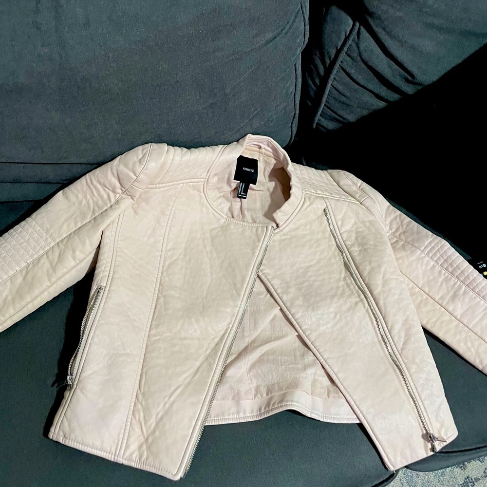 Beautiful Faux Powder Pink Leather Jacket